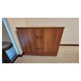L Shaped Wooden Laminate Office Desk W/ 2 Drawer Filing Cabinet