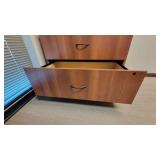 L Shaped Wooden Laminate Office Desk W/ 2 Drawer Filing Cabinet