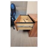 L Shaped Wooden Laminate Office Desk W/ 2 Drawer Filing Cabinet