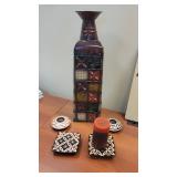 Assorted Home Décor - Decorative Global Accents Vase and (4) Candle Holders