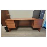Wooden Laminate Office Desk W/ Black Vinyl Waiting Chair