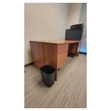 Wooden Laminate Office Desk W/ Black Vinyl Waiting Chair