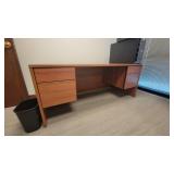 Wooden Laminate Office Desk W/ Black Vinyl Waiting Chair