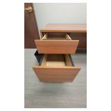 Wooden Laminate Office Desk W/ Black Vinyl Waiting Chair