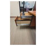 Wooden Laminate Office Desk W/ Black Vinyl Waiting Chair