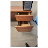 Wooden Laminate Office Desk W/ Black Vinyl Waiting Chair