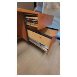Wooden Laminate Office Desk W/ Black Vinyl Waiting Chair