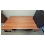 Wooden Laminate Office Desk W/ Black Vinyl Waiting Chair
