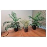 (3) Faux Plants W/ Decorative Planters