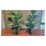 (2) Faux Plants W/ Decorative Planters