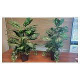 (2) Faux Plants W/ Decorative Planters