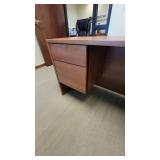 U Shaped Wooden Laminate Office Desk and Bookshelf