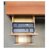 U Shaped Wooden Laminate Office Desk and Bookshelf