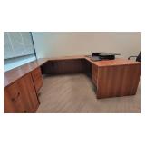 U Shaped Wooden Laminate Office Desk W/ 2 Drawer Filing Cabinet