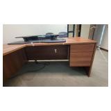 U Shaped Wooden Laminate Office Desk W/ 2 Drawer Filing Cabinet
