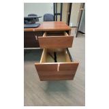 U Shaped Wooden Laminate Office Desk W/ 2 Drawer Filing Cabinet