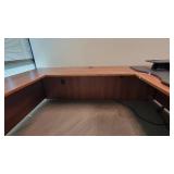 U Shaped Wooden Laminate Office Desk W/ 2 Drawer Filing Cabinet