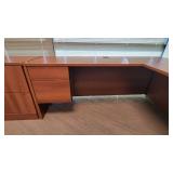 U Shaped Wooden Laminate Office Desk W/ 2 Drawer Filing Cabinet