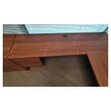 U Shaped Wooden Laminate Office Desk W/ 2 Drawer Filing Cabinet