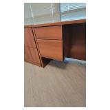 U Shaped Wooden Laminate Office Desk W/ 2 Drawer Filing Cabinet