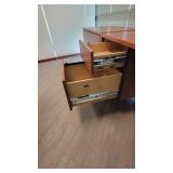 U Shaped Wooden Laminate Office Desk W/ 2 Drawer Filing Cabinet