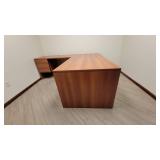 L Shaped Wooden Laminate Office Desk W/ 2 Drawer Filing Cabinet