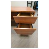 L Shaped Wooden Laminate Office Desk W/ 2 Drawer Filing Cabinet