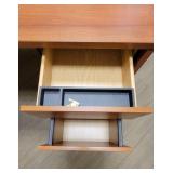 L Shaped Wooden Laminate Office Desk W/ 2 Drawer Filing Cabinet