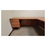 L Shaped Wooden Laminate Office Desk W/ 2 Drawer Filing Cabinet