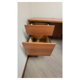 L Shaped Wooden Laminate Office Desk W/ 2 Drawer Filing Cabinet