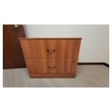 L Shaped Wooden Laminate Office Desk W/ 2 Drawer Filing Cabinet