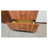 L Shaped Wooden Laminate Office Desk W/ 2 Drawer Filing Cabinet