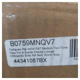 FurHaven Pet Dog Bed Deluxe Orthopedic Faux Fur & Suede L-Shaped Chaise Couch Pet Bed for Dogs & Cats, Stone Gray, Medium