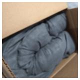 FurHaven Pet Dog Bed Deluxe Orthopedic Faux Fur & Suede L-Shaped Chaise Couch Pet Bed for Dogs & Cats, Stone Gray, Medium