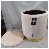 Round Storage Ottoman Velvet Upholstered Stool Footrest