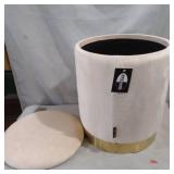 Round Storage Ottoman Velvet Upholstered Stool Footrest