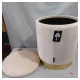 Round Storage Ottoman Velvet Upholstered Stool Footrest