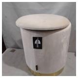Round Storage Ottoman Velvet Upholstered Stool Footrest