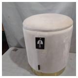 Round Storage Ottoman Velvet Upholstered Stool Footrest