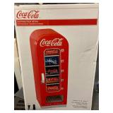Coca-Cola Retro Vending Machine Style 10 Can Mini Fridge, 12V Dc/110V Ac with tall window display for home, dorm, office, games room