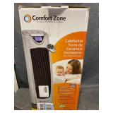 Comfort Zone 1500-Watt Ceramic Oscillating Digital Tower Heater with Remote, Silver