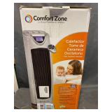 Comfort Zone 1500-Watt Ceramic Oscillating Digital Tower Heater with Remote, Silver