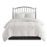 Madison Park Viola King/California King 3 Piece Tufted Cotton Chenille Damask Duvet Cover Set Bedding