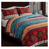 Boho Mandala Bohemian Chic 3 pc. Full Queen Size Bed Bedding Set Duvet Comforter Cover and Sham