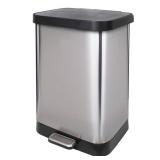 GLAD Stainless Steel Step Trash Can with Clorox Odor Protection of The Lid, Fits Kitchen Pro 13 Gallon Waste Bags