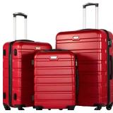 COOLIFE 3-PIECES LUGGAGE SET (X001DD94MJ) BLACK/RED
