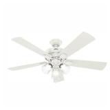 Hunter 52" Crestfield Fresh White Ceiling Fan with Light Kit and Pull Chain