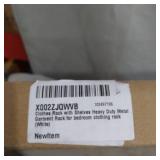 CLOTHES RACK W/ SHELVES HEAVY DUTY METAL GARMENT FOR BEDROOM CLOTHING RACK - WHITE