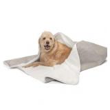FurHaven Pet Throw Blanket Waterproof Snuggly & Warm Faux Lambswool & Terry Pet Throw Blanket, Dove, Extra Large