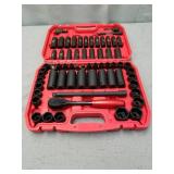 KBOISHA 1/2" Master Drive Impact Socket Set65-Piece 6 Point Socket Set Standard Case Handles Are Broken